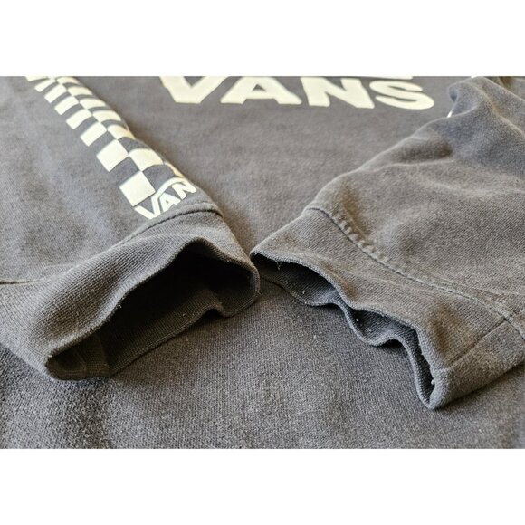 Vans Sweatshirt Womens Large Black Long Sleeve Pullover Checker Sleeve - Picture 6 of 13
